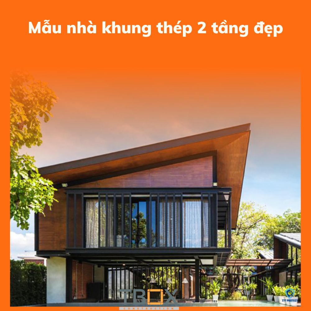 Mẫu nhà khung thép 2 tầng đẹp