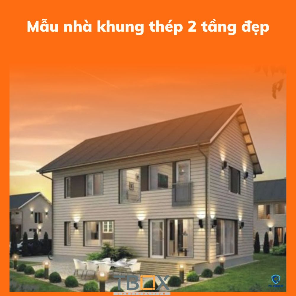 Mẫu nhà khung thép 2 tầng đẹp