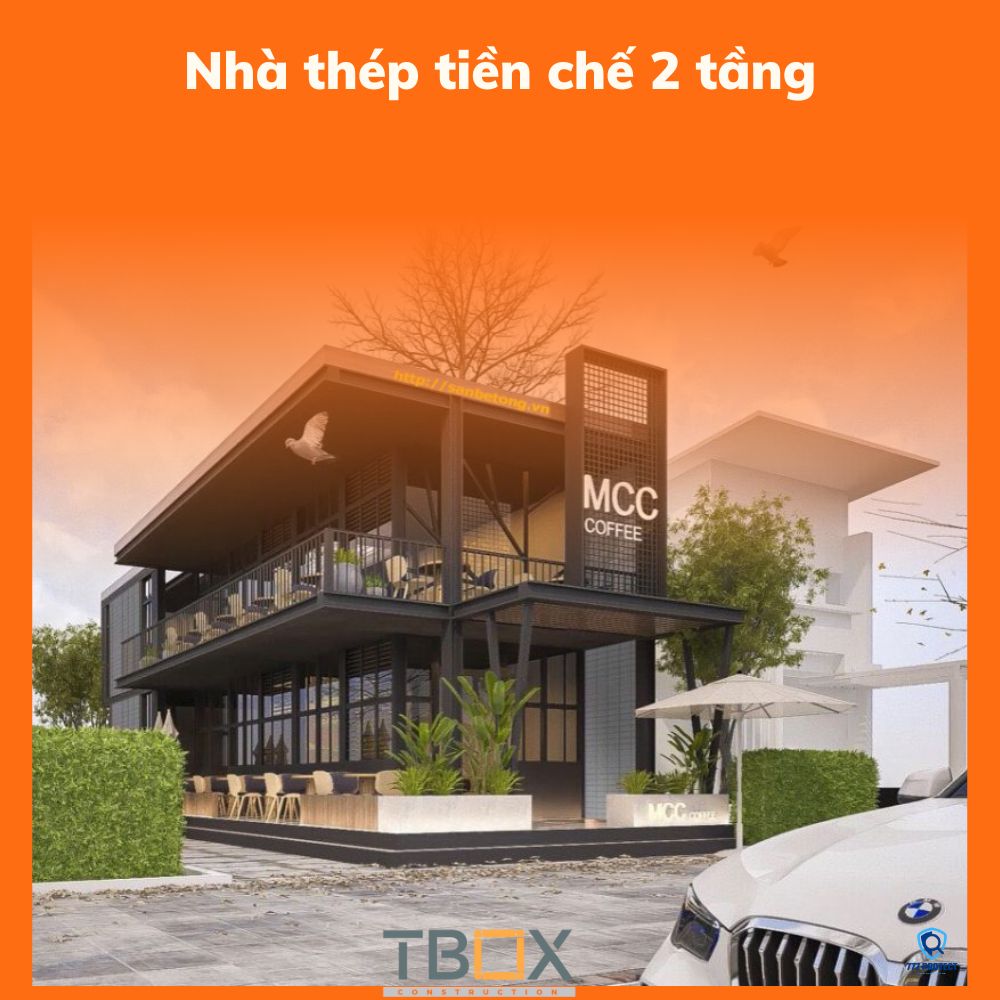 nhà thép tiền chế 2 tầng